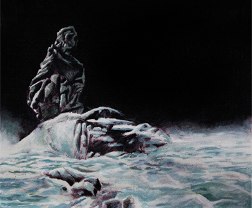 Jaana Redflower Acryl, Statue im Dunkel